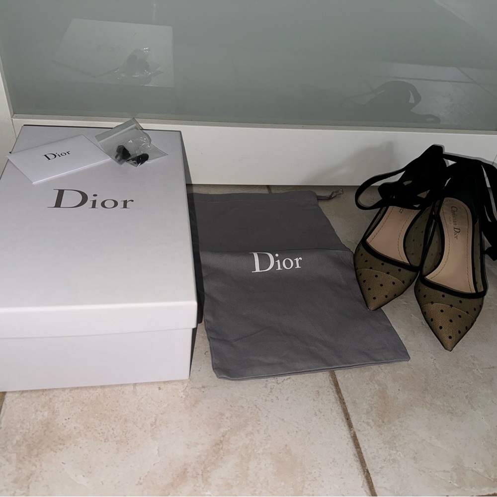 Dior Nude and Black Polka Dot Kitten Heels